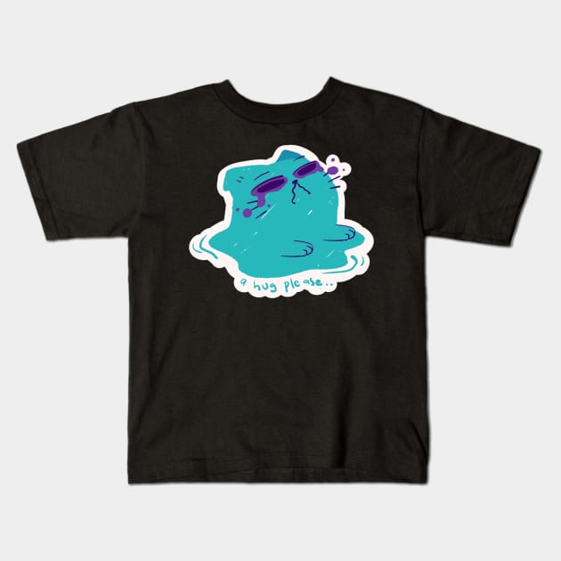 Sad Crying Cat Kids T-Shirt by kztokun